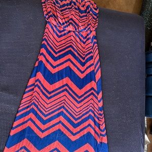 Pink and blue zig zag dress